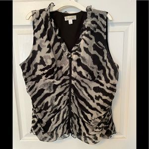 Zebra striped zip front vest